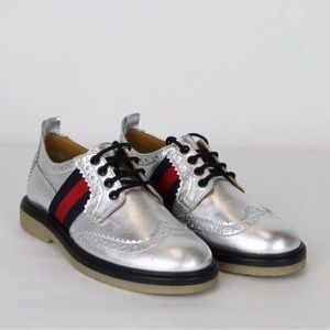 Gucci Boy Children's Silver Leather Dress Shoes